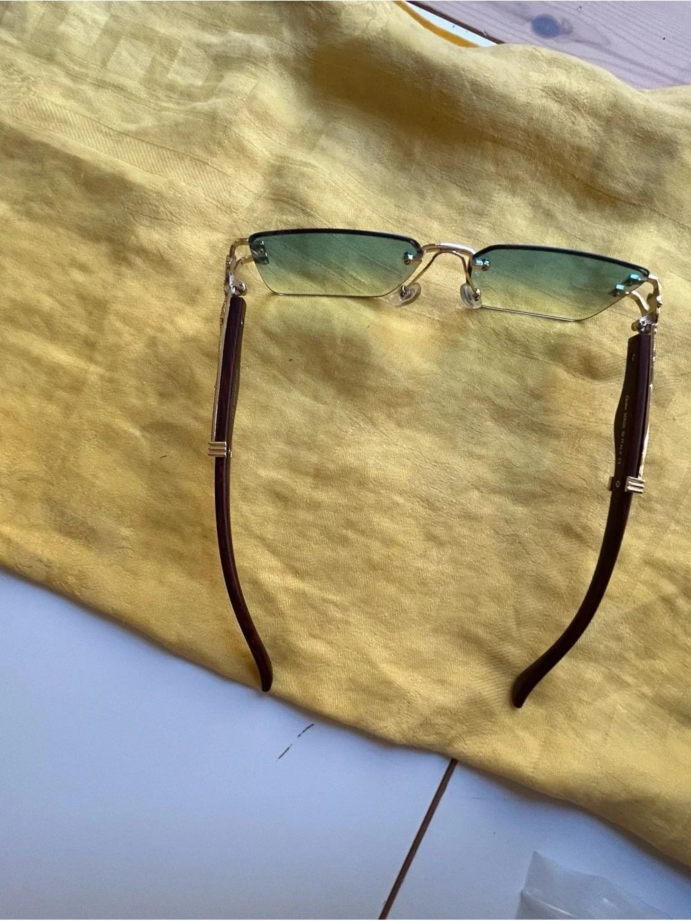 Rimless Men's Sunglasses - Teal Lenses